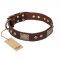 "Loving Owner" FDT Artisan Decorated Leather Doberman Collar with Plates and Studs