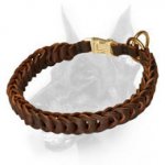 Stylish Leather Dog Choke Collar Braided All Over