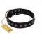"Immense Power" Handcrafted FDT Artisan Black Leather Doberman Collar with Small Dotted Pyramids