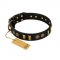 "Simple Elegance" FDT Artisan Black Leather Doberman Collar with Old Bronze-like Plates and Circles