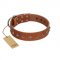 "Broadway" Handmade FDT Artisan Tan Leather Doberman Collar with Dotted Pyramids
