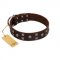 "Brown Shadow" Designer Handmade FDT Artisan Brown Leather Doberman Collar
