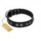 "Silver Medallions" Mod FDT Artisan Black Leather Doberman Collar with Round Plates