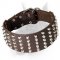 Extra Wide Full Grain Leather Doberman Dog Collar with Studs