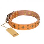 'Top-Flight' FDT Artisan Adorned Tan Leather Doberman Collar