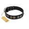 "Mister Exclusive" Designer FDT Artisan Black Leather Doberman Collar with Medallions