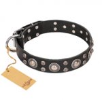 FDT Artisan 'Vintage Necklace' Studded Black Leather Doberman Dog Collar - 1 1/2 inch (40mm) wide