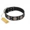 "Sun in Shining" Modern FDT Artisan Black Leather Doberman Collar with Studs and Stars