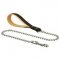 Doberman Dog Metal Chain Leash with Padded Leather Handle