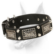 Extra Comfortable Doberman Dog Collar with Metal Plates and Pyramids