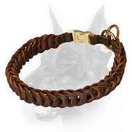 Stylish Leather Dog Choke Collar Braided All Over