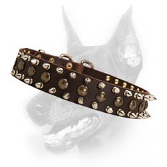 Wonderful leather dog collar with spikes