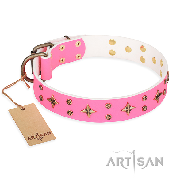 Top notch leather dog collar for handy use