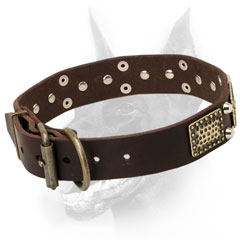 1 1/4 (40 mm) inch wide Dog Collar with Decorative Plates