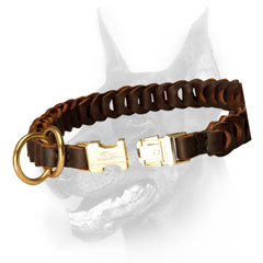 Brass easy quick release buckle fixed in braided  leather