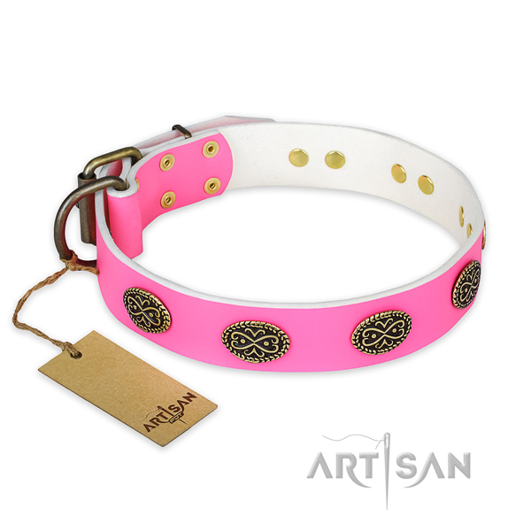 Exceptional full grain natural leather dog collar for daily use