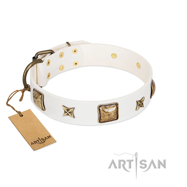Inimitable full grain genuine leather dog collar for stylish walking