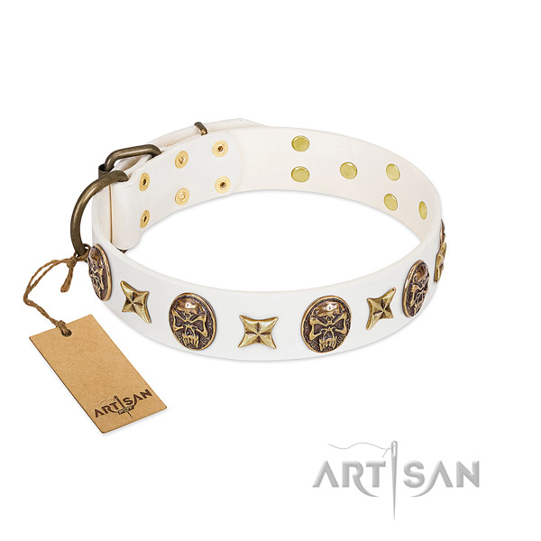 Remarkable full grain genuine leather dog collar for comfy wearing