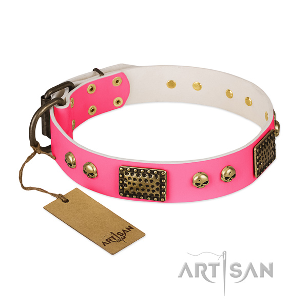 Adjustable leather dog collar for basic training your doggie