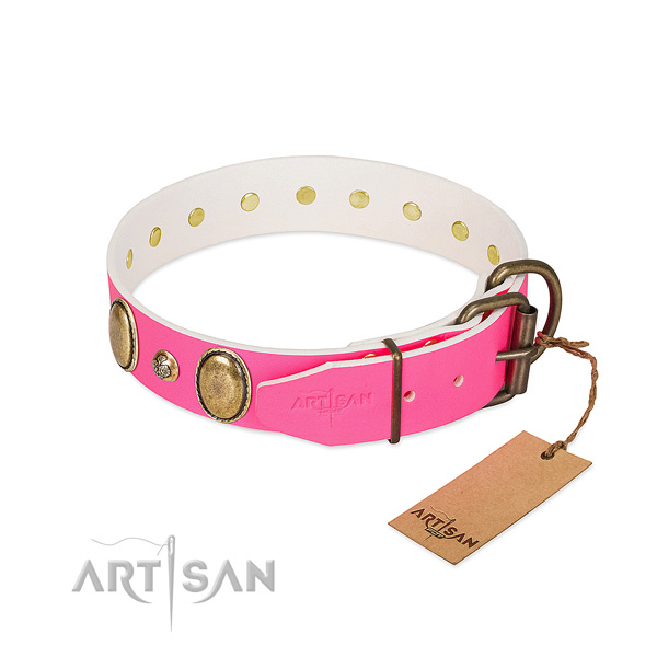 Everyday use high quality natural genuine leather dog collar