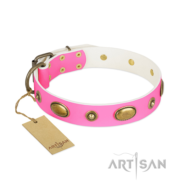 Adorned natural leather collar for your doggie