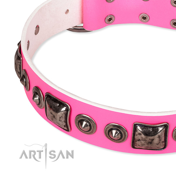Soft to touch full grain leather dog collar created for your handsome doggie
