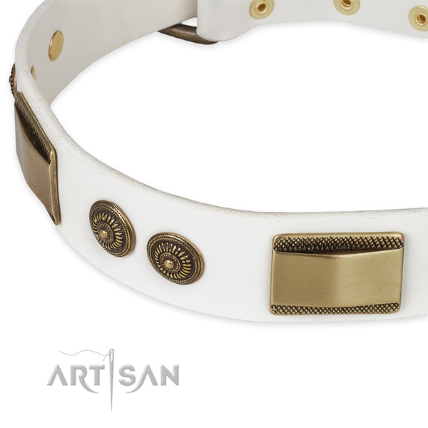 Reliable studs on full grain genuine leather dog collar for your four-legged friend