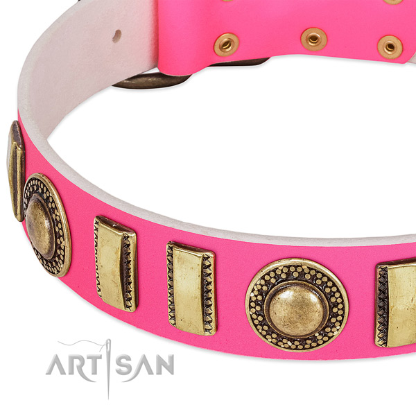 Gentle to touch genuine leather dog collar for your handsome dog