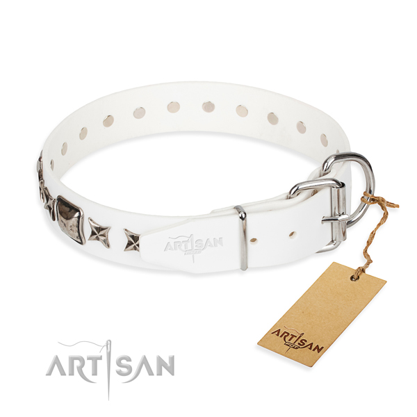 Top notch decorated dog collar of full grain genuine leather