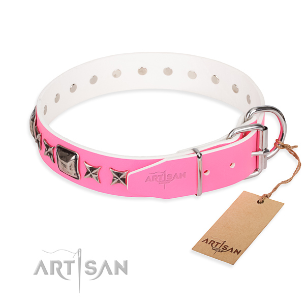 Best quality decorated dog collar of full grain natural leather
