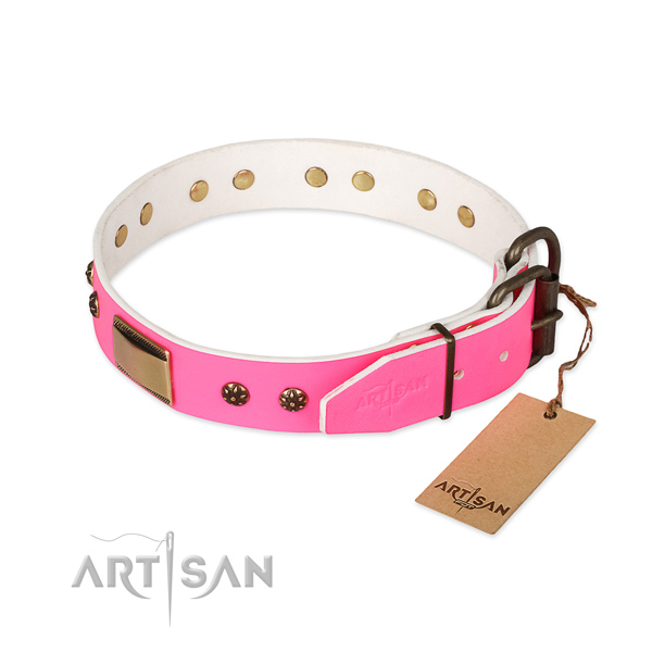 Rust resistant hardware on full grain genuine leather dog collar for your pet