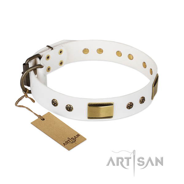 Convenient genuine leather collar for your canine