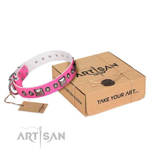 Quality full grain leather dog collar handmade for handy use