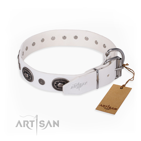 Flexible full grain leather dog collar made for handy use