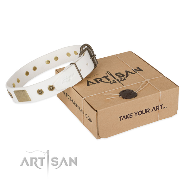 Easy to adjust full grain natural leather collar for your lovely dog