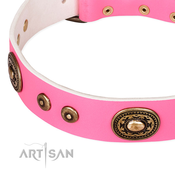 Genuine leather dog collar made of best quality material with adornments
