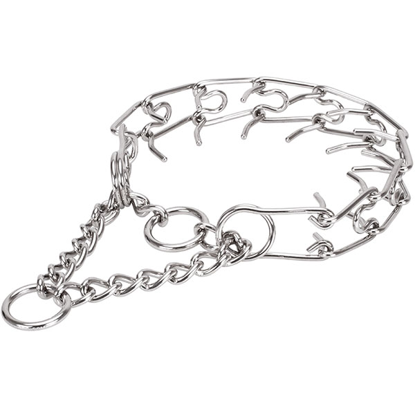 Strong stainless steel dog prong collar with rust resistant removable links