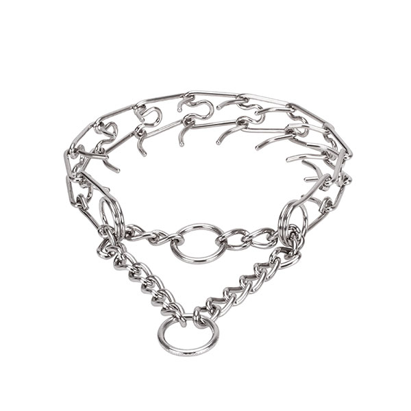 Prong collar of rust-proof stainless steel for badly behaved canines