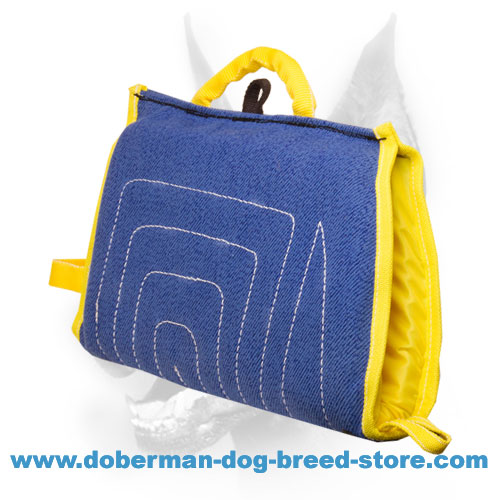 Doberman dog training sleeve with convenient handles