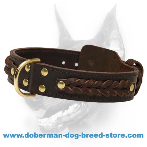 Handcrafted Leather dog collars for Doberman handmade : Doberman Breed: Dog  harness, Muzzle, Collar, Leash