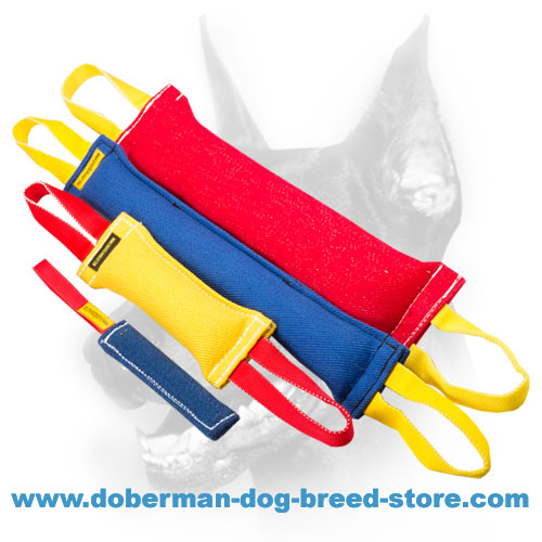 Doberman Dog Professional Training Set of French Linen Tugs + One Tug as a Gift (Value $7.90)