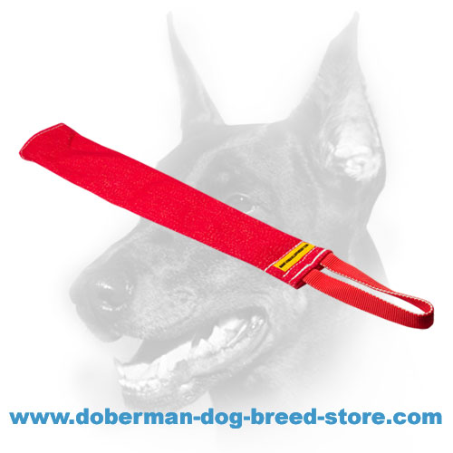 Doberman Dog French Linen Bite Rag with Reliable Handle