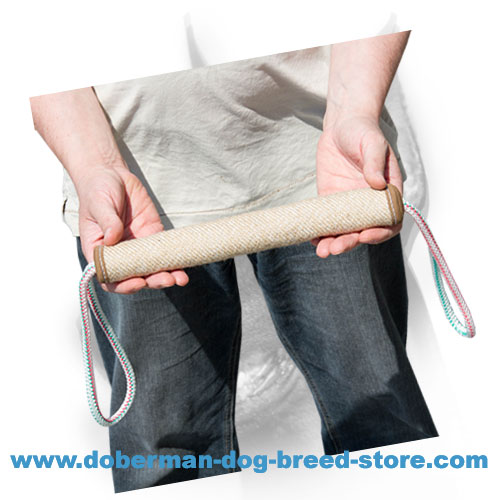 Doberman Puppy Training Roll Tug with Two Handles - Click Image to Close