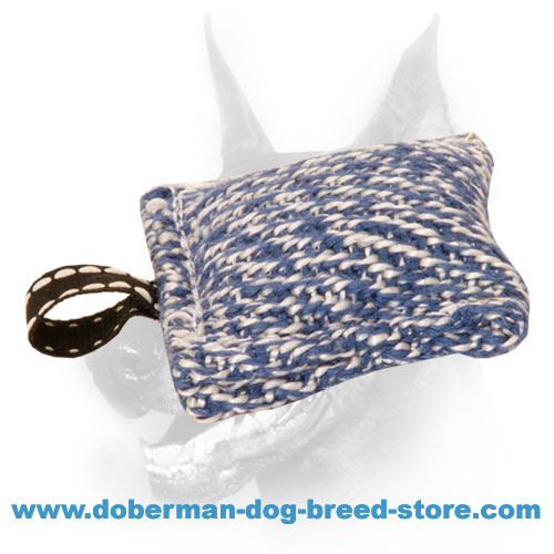 Doberman Dog Training French Linen Pocket Bite Tug with Small Loop - Click Image to Close