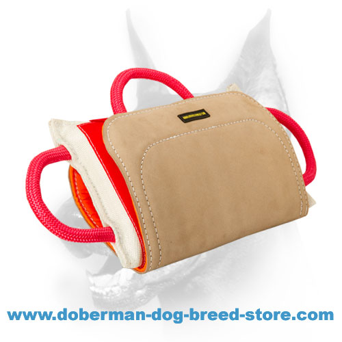 Doberman Dog "Pro Bite Pillow" with Leather Cover