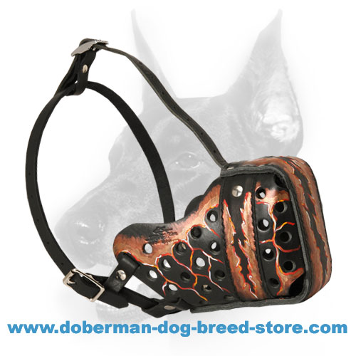 'Magma' Handpainted Agitation Training Doberman Dog Muzzle'