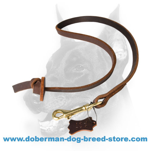 Doberman Dog Short Leather Leash for Heeling