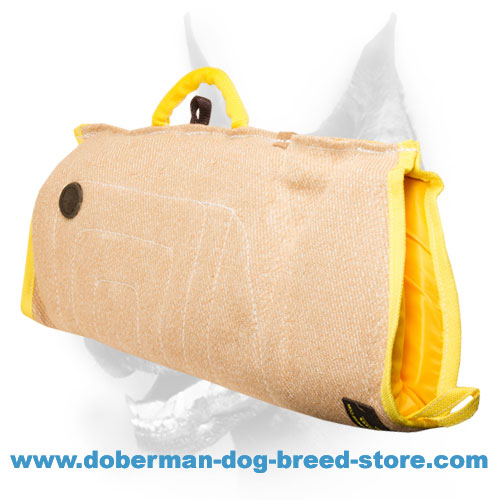 Young Doberman Training Bite Sleeve of Natural Jute