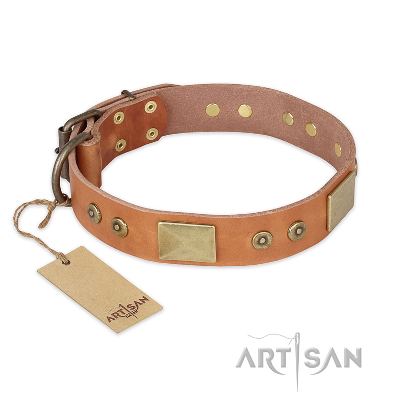 "The Middle Ages" FDT Artisan Handcrafted Tan Leather Doberman Collar