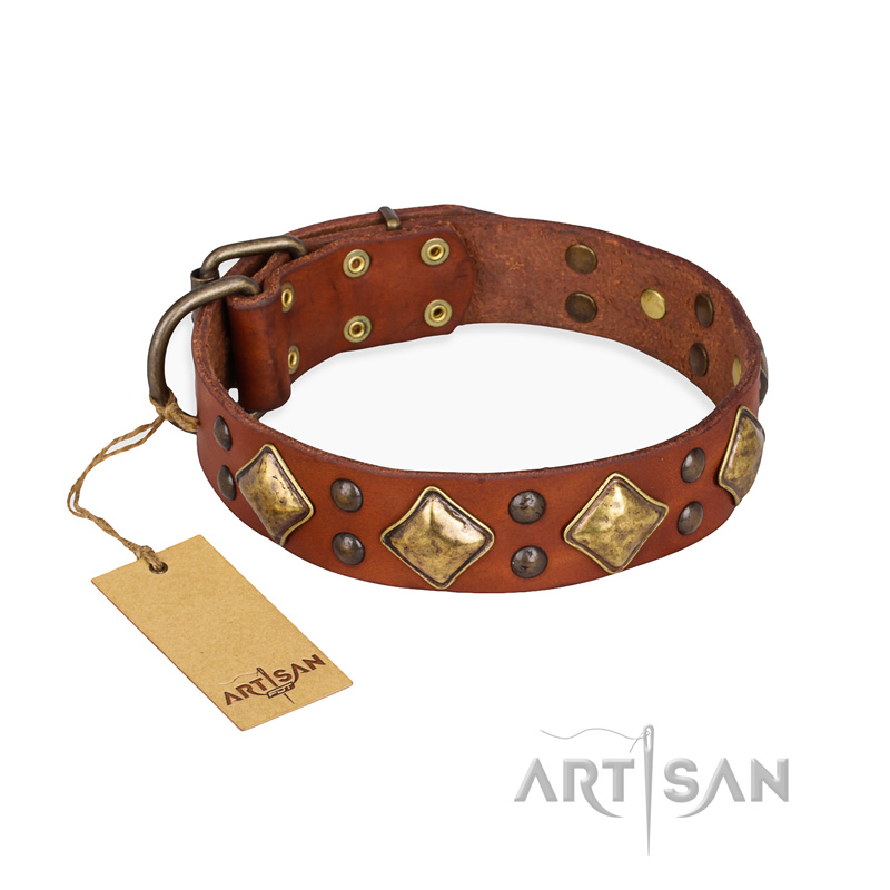 "Flight of Fancy" FDT Artisan Adorned Leather Doberman Collar